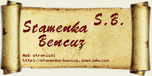 Stamenka Bencuz vizit kartica
